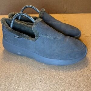 Skechers On-the-GO City 2 Bundle Charcoal Grey Faux Fur Suede Shoes‎ 14634W 9.5